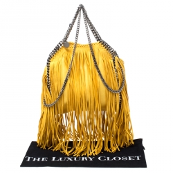 مملوكة مسبقًا حقيبة يد ستيلا مكارتني ميني فالابيلا شراشيب جلد صناعي أصفر