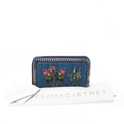 Pre Owned Stella McCartney Blue Denim Falabella Zip Around Wallet
