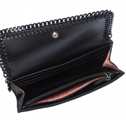 Pre Owned Stella McCartney Black Faux Leather Falabella Continental Wallet