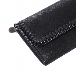 Pre Owned Stella McCartney Black Faux Leather Falabella Continental Wallet