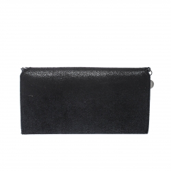 Pre Owned Stella McCartney Black Faux Leather Falabella Continental Wallet