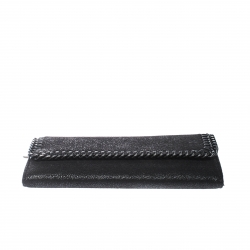 Pre Owned Stella McCartney Black Faux Leather Falabella Continental Wallet