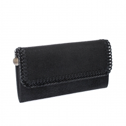 Pre Owned Stella McCartney Black Faux Leather Falabella Continental Wallet