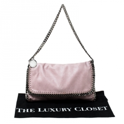 Pre Owned Stella McCartney Pale Pink Faux Leather Falabella Flap Shoulder Bag