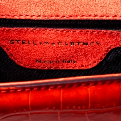 Pre Owned Stella McCartney Orange Embossed Crocodile Leather Clutch
