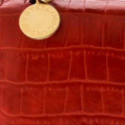 Pre Owned Stella McCartney Orange Embossed Crocodile Leather Clutch