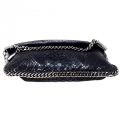 Stella McCartney Black Python Faux Leather Falabella Flap Bag    