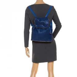 Pre Owned Stella McCartney Blue Faux Leather Falabella Shaggy Backpack