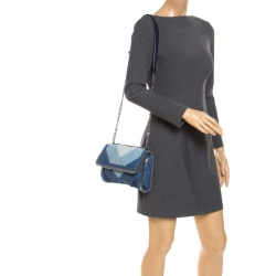 Pre Owned Stella McCartney Blue Eco Denim Falabella Shoulder Bag