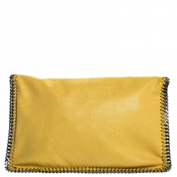 Stella McCartney Yellow Faux Leather Falabella Flap Clutch