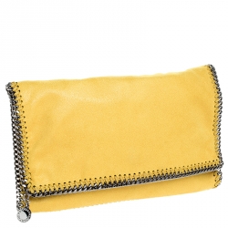 Stella McCartney Yellow Faux Leather Falabella Flap Clutch