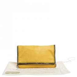 Stella McCartney Yellow Faux Leather Falabella Flap Clutch