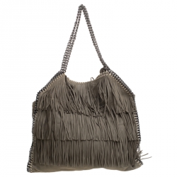 Stella McCartney Grey Faux Suede Falabella Fringed Tote