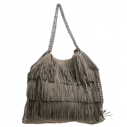 Stella McCartney Grey Faux Suede Falabella Fringed Tote
