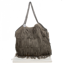 Stella McCartney Grey Faux Suede Falabella Fringed Tote