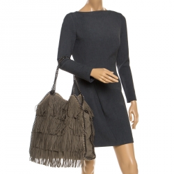 Stella McCartney Grey Faux Suede Falabella Fringed Tote