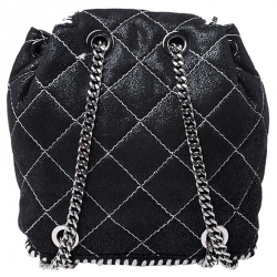 Pre Owned Stella McCartney Black Faux Leather Falabella Mini Backpack