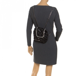 Pre Owned Stella McCartney Black Faux Leather Falabella Mini Backpack