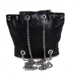 Pre Owned Stella McCartney Black Faux Leather Falabella Mini Backpack
