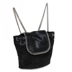 Pre Owned Stella McCartney Black Faux Leather Falabella Mini Backpack