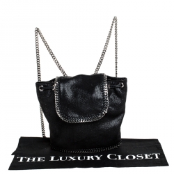 Pre Owned Stella McCartney Black Faux Leather Falabella Mini Backpack