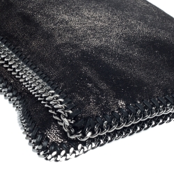 Pre Owned Stella McCartney Black Faux Leather Falabella Fold Over Clutch