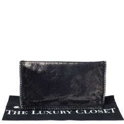 Pre Owned Stella McCartney Black Faux Leather Falabella Fold Over Clutch