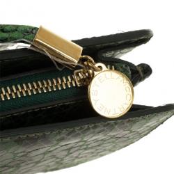 Pre Owned Stella McCartney Loretta 'Waverly' Exotic Skins Patchwork Green Clutch