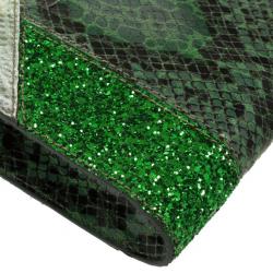 Pre Owned Stella McCartney Loretta 'Waverly' Exotic Skins Patchwork Green Clutch