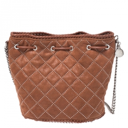 Pre Owned Stella McCartney Brown Faux Leather Falabella Bucket Bag