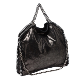 Pre Owned Stella McCartney Metallic Black Faux Leather Falabella Tote
