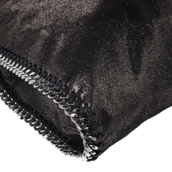 Pre Owned Stella McCartney Metallic Black Faux Leather Falabella Tote