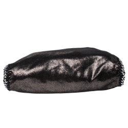 Pre Owned Stella McCartney Metallic Black Faux Leather Falabella Tote