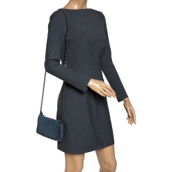 Pre Owned Stella McCartney Blue Faux Leather Falabella Flap Shoulder Bag