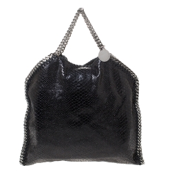 Stella McCartney Black Faux Python Embossed Leather Small Falabella Tote 