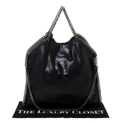 Stella McCartney Black Faux Python Embossed Leather Small Falabella Tote 