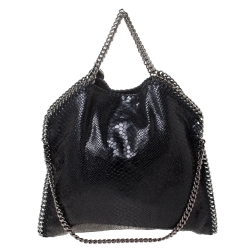 Stella McCartney Black Faux Python Embossed Leather Small Falabella Tote 