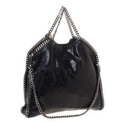 Stella McCartney Black Faux Python Embossed Leather Small Falabella Tote 
