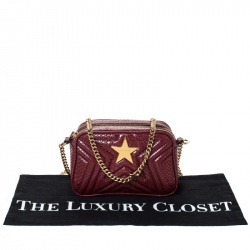Stella McCartney Red Python Embossed Faux Leather Star Shoulder Bag
