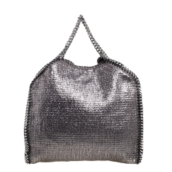 Pre Owned Stella McCartney Metallic Silver Tweed Falabella Tote
