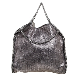 Pre Owned Stella McCartney Metallic Silver Tweed Falabella Tote