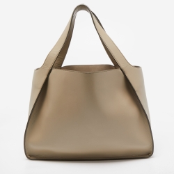Pre Owned Stella McCartney Beige Faux Leather Perforated Logo Tote