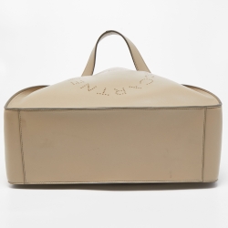 Pre Owned Stella McCartney Beige Faux Leather Perforated Logo Tote