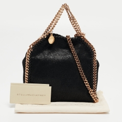 Pre Owned Stella McCartney Black Faux Suede Mini Falabella Tote