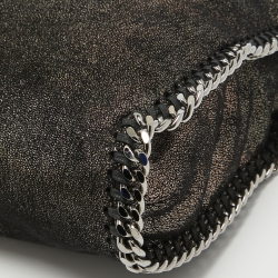 Pre Owned Stella McCartney Metallic Black Faux Leather Small Falabella Tote