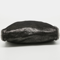 Pre Owned Stella McCartney Metallic Black Faux Leather Small Falabella Tote