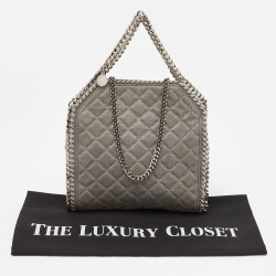 Pre Owned Stella McCartney Grey Quilted Faux Suede Mini Falabella Tote