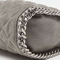 Pre Owned Stella McCartney Grey Quilted Faux Suede Mini Falabella Tote