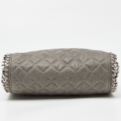 Pre Owned Stella McCartney Grey Quilted Faux Suede Mini Falabella Tote