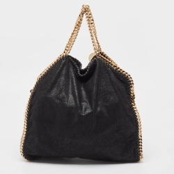 Pre Owned Stella McCartney Black Faux Suede Small Falabella Tote